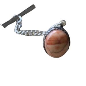 Mens Jewelry Natural Gemstone Tie Bar Pink Sandstone